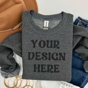 Gildan 18000 Sweatshirt Dark Heather Grey Mockup Gildan 18000 Crewneck Mockup Bundle Mockup Sweatshirt Gildan 18000 Mockup Sweatshirt Mockup