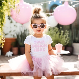 Kids Bella Canvas 3001 White Kids Shirt Mockup Bundle Girls T-Shirt Mock up White Summer Mockup Toddler Tshirt Mock Ups Tshirt Mockup Bundle