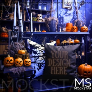 Pillow Mockup Black Cushion Mockup Halloween Mockup Home Interior Mockup Bundle Styled Photography Fall MockUp JPG Digital Download Mock ups