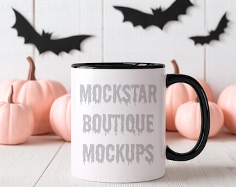 Mug Mockup Black Handle Mug Mockup Tumbler Mockups Black Coffee Cup Mock-ups Spooky Halloween Mockup Blank Coffee Mug Mock ups Fall Mockups
