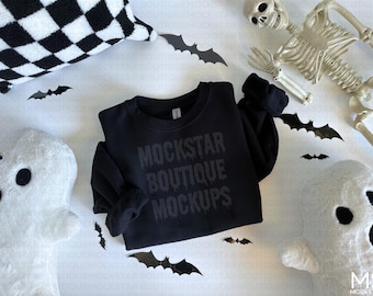 Gildan 18000 Mockup Black Sweatshirt Mockup Print on Demand Crewneck Sweatshirt Mockups Halloween Mockup Sweatshirt Mock ups Fall Mockups