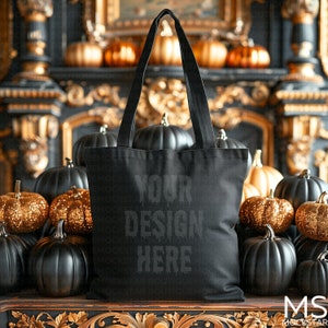 Halloween Mockup Tote Bag Mockup Bundle Black Canvas Tote Bag Mock up Bundle Shopping Bag Mockup Black Tote Bag Mockups Fall Mockup Mockups