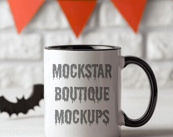 Coffee Mug Mockup Black Handle Mug Mockups Tumbler Mockup Black Coffee Cup Mock up Spooky Halloween Mockups Blank Mug Mock up Fall Mockups
