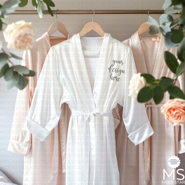 Robe Mockup Satin Robe Mockup Bundle Minimalist Mockup Wedding Mockup Print on Demand Digital Download Robe Mockups Bridal Shirt Mockup