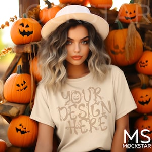 Soft Cream Bella Canvas 3001 Tshirt Mockup Bundle  Bella Canvas Shirt Mock up Bundle Model Mockup Natural Bella Mock ups Halloween Mockup