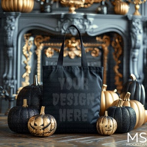 Halloween Mockup Tote Bag Mockup Bundle Black Canvas Tote Bag Mock up Bundle Shopping Bag Mockup Black Tote Bag Mockups Fall Mockup Mockups