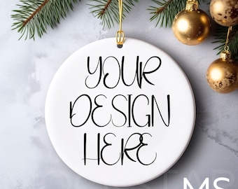 Christmas Mockup Blank White Round Ceramic Christmas Ornament Mockup Bundle Tree Ornament Mockup Christmas Mock ups Canva Mock up Bundle