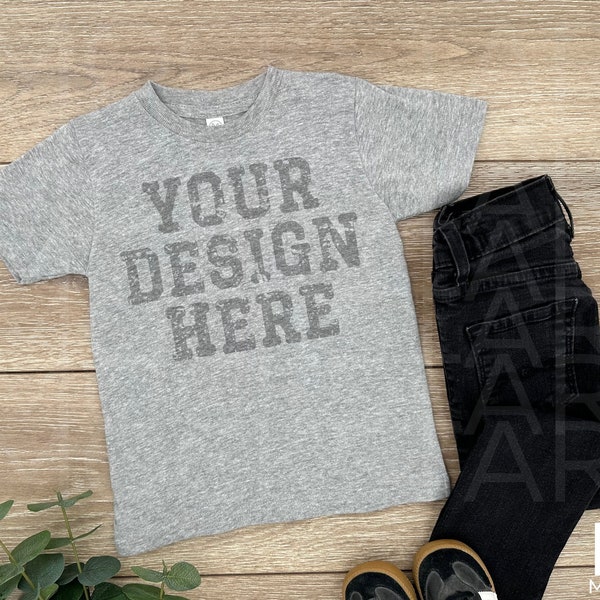 Rabbit Skins Mockup Heather Grey 3321 Rabbit Skins 3321 Mockup Heather Kids tshirt Mock up Bundle  Toddler Shirt Kids Shirt Mockup Bundle