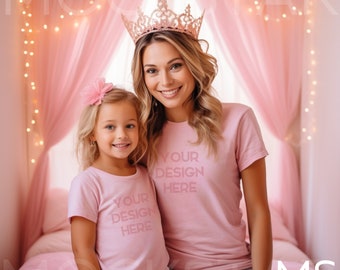 Kids Bella Canvas 3001 Pink Kids Shirt Mockup Bundle Girls T-Shirt Mock up Mommy and Me Mockup Toddler Tshirt Mock Ups Tshirt Mockup Bundle