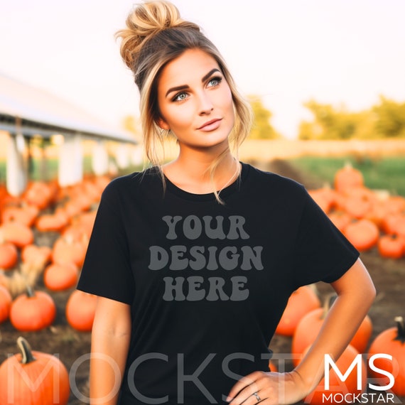 Bella Canvas Mockup Black Bella Canvas 3001 Mockup Tshirt Mockup Bundle Fall Mockup Halloween Mockup Model Mockup Print on Demand Mock ups
