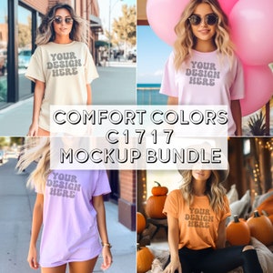 IVORY Comfort Color Mockup Bundle Comfort Color Mock Up Bundle C1717 Ivory Mockup Oversized Pink Mockup Model Mockup Yam Trendy Mockup