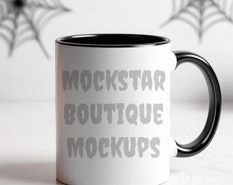 Coffee Mug Mockup Black Handle Mug Mockups Tumbler Mockup Black Coffee Cup Mock ups Spooky Halloween Mockup Blank Mug Mock up Fall Mockups