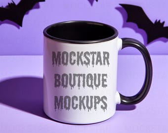 Coffee Mug Mockup Black Handle Mug Mockup Tumbler Mockups Black Coffee Cup Mock-ups Spooky Halloween Mockup Blank Mug Mock up Fall Mockups