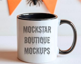 Coffee Mug Mockup Black Handle Mug Mockups Tumbler Mockup Black Coffee Cup Mock ups Spooky Halloween Mockup Blank Mug Mock up Fall Mockups