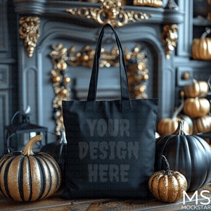 Halloween Mockup Tote Bag Mockup Bundle Black Canvas Tote Bag Mock up Bundle Shopping Bag Mockup Black Tote Bag Mockups Fall Mockup Mockups