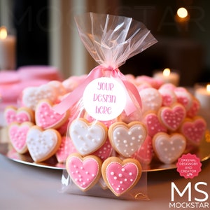 Valentines Day Mockup Round Tag Mockup White Sticker Label Mock up Bundle Favor Bag Mockup Cookie Sticker Mockup Candy Label Mockup Bundle