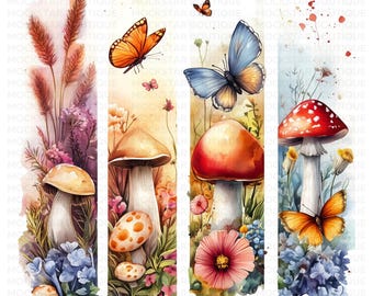 Mushroom PNG Mushroom  Butterfly PNG Cottagecore Shirt PNG Cottagecore png Mushroom Brushstroke Sublimation Design Spring Digital Files