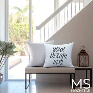 Pillow Mock up Cushion Mockup Product Background Mockup Stock Photography Flat Lay Mock Up JPG Digital Download Home Decor Pillow Mockup