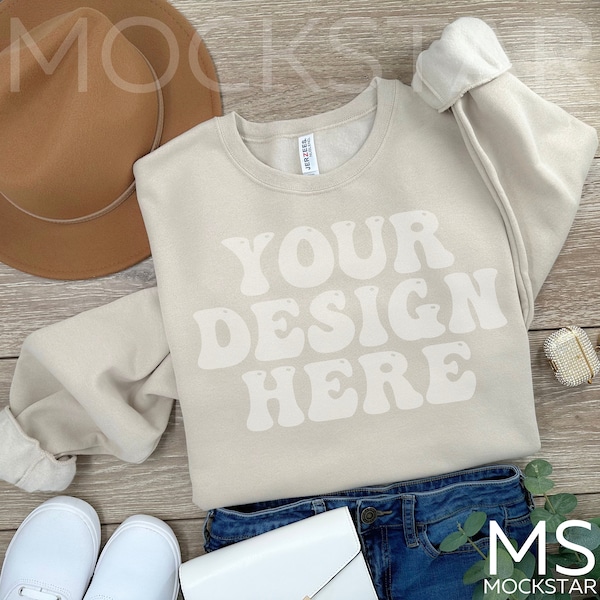 Jerzees Sandstone Mockup Sandstone Jerzees 562MR Mockup Bundle Jerzees Sweatshirt Flat Lay Mock up Bundle Jerzees Sand Sweatshirt Mock ups