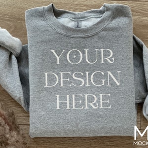 Gildan 18000 Grey Mockup Gildan Sport Gray Sweatshirt Mockup Sweatshirt Model Mockup Simple Mockup Gray Gildan Mock ups 18000 Sport Grey