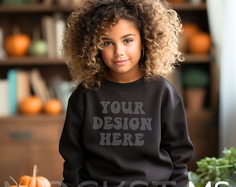 Kids Gildan 18000 Black Gildan 18000B Youth Mockup Bundle Youth Sweatshirt Mock up Gildan Fall Mockup Kids Gildan Mock up Bundle Mock ups