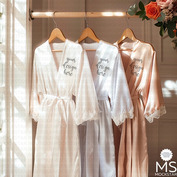 Robe Mockup Satin Robe Mockup Bundle Minimalist Mockup Wedding Mockup Print on Demand Digital Download Robe Mockups Bridal Shirt Mockup