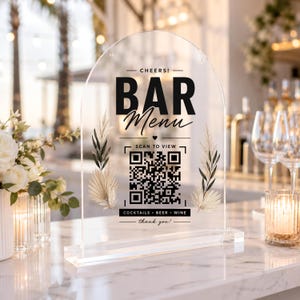 Acrylic Sign Mockups Clear Arch Acrylic Drink Menu Wedding Cocktail Menu Mockup QR Code Bar Menu Plexiglass Event Sign Mockups Etsy Seller