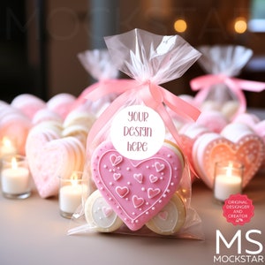 Valentines Day Mockup Round Tag Mockup White Sticker Label Mock up Bundle Favor Bag Mockup Cookie Sticker Mockup Candy Label Mockup Bundle