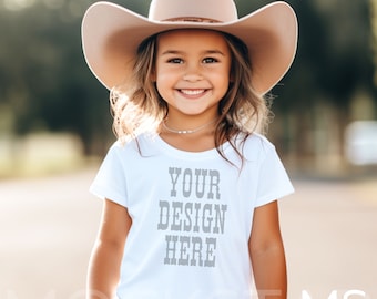 Kids Bella Canvas 3001 White Kids Shirt Mockup Bundle Girls T-Shirt Mock up White Summer Mockup Toddler Tshirt Mock Ups Tshirt Mockup Bundle