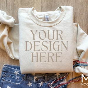Gildan 18000 Mockup Sand Gildan Sand Sweatshirt Mockup Sweatshirt Model Mockup Gildan Sand 18000 Sand Simple Mockup Crewneck Mockup Sand