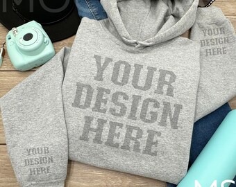 Sport Grey Gildan 18500 Sleeve Mock ups Gildan Grey Sweatshirt Wrist Mock ups Gray Gildan 18500 Cuff Mockup Bundle Grey Gildan Hoodie Mockup