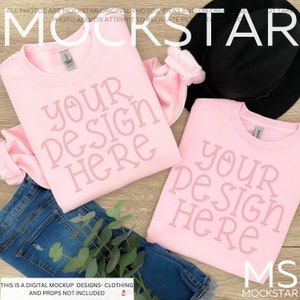 Gildan 18000 Pink Sweatshirt Mockup Pink Gildan 64000 Tshirt  Mockup Bundle Gildan 18000 Mockup Gildan 64000 t-shirt Mock up Bundle Gildan