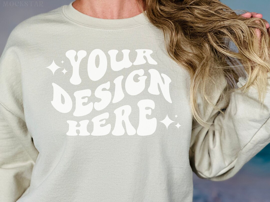 Gildan 18000 Mockup Gildan Sand Sweatshirt Mockup Sweatshirt Model