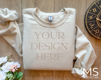 Gildan 18000 Mockup SAND Gildan Sand Sweatshirt Mockup Gildan Sand 18000 Sand Simple Mockup Sweatshirt Model Mockup Bundle Gildan 18000 Sand