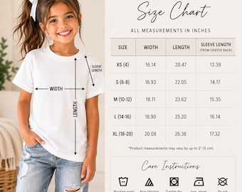 Gildan 5000 Size Chart Mockup Youth Unisex 5000B Kids tshirt Print on Demand JPG Digital Download
