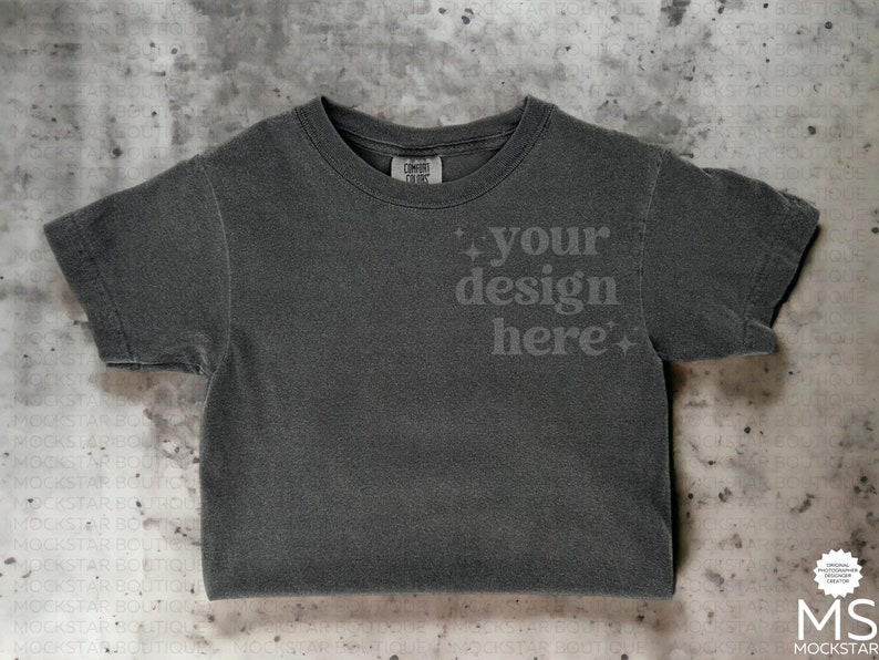 Comfort Colors Mockup Pepper Kids Comfort Colors C9018 Pepper Comfort Colors Shirt Mockup Grey tshirt Mockup Youth Shirt Mockups Flat Lay image 2