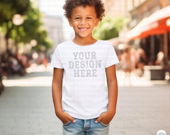 Kids Bella Canvas 3001 White Kids Shirt Mockup Bundle Boys T-Shirt Mock up White Summer Mockup Toddler Tshirt Mock Ups Tshirt Mockup Bundle