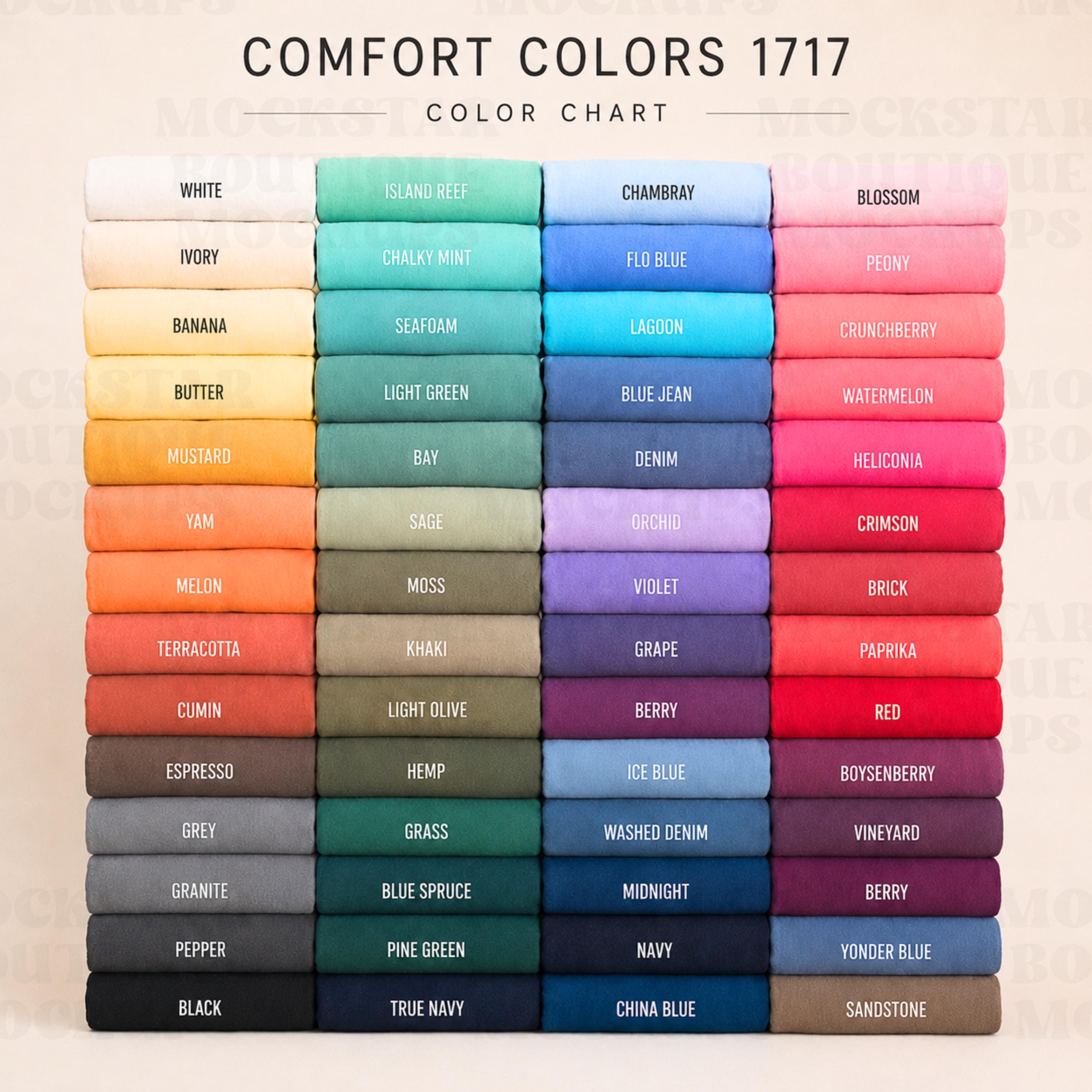 Comfort Colors 1717 カラーチャートモックアップ 56色 Tシャツカラー 