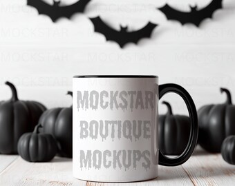 Mug Mockup Black Handle Mug Mockup Tumbler Mockups Black Coffee Cup Mock-ups Spooky Halloween Mockup Blank Coffee Mug Mock-ups Fall Mockups