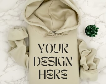 Gildan 18500 Sand Hoodie Mockup Oversized Sand Hoodie Sweatshirt Mockup Model Gildan 18500 Trendy Mockup Aesthetic Mockup Outdoor Mockup