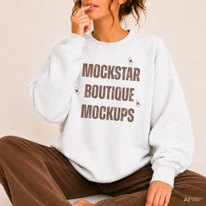 Gildan 18000 Mockup Ash Grey Sweatshirt Mock ups Best Selling Trending Digital Products Corduroy Fall Mock ups Printify POD Etsy Top Sellers