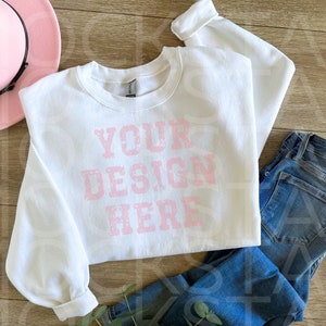 Gildan 18000 Mockup White Sweatshirt Mockup Bundle  Gildan Mockups Crewneck Sweatshirt Mock up Gildan 18000 White Folded Sweatshirt Mock ups