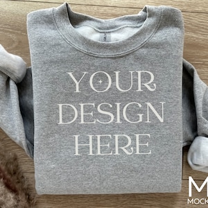 Gildan 18000 Grey Mockup Gildan Sport Gray Sweatshirt Mockup Sweatshirt Model Mockup Simple Mockup Gray Gildan Mock ups 18000 Sport Grey