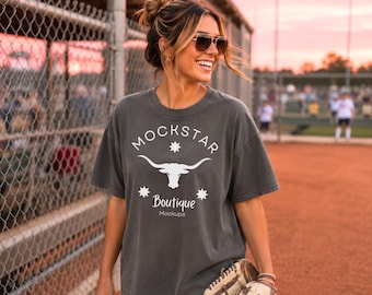 Comfort Colors 1717 Mockup Pepper Greya Tshirt Baseball Mom Mockups for Print on Demand Etsy Sellers