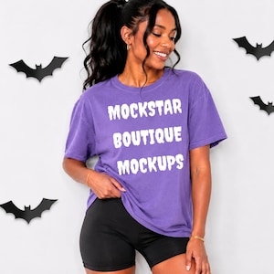Comfort Colors 1717 Halloween Mockup Violet TShirt Fall Mock ups Trending Digital Products Print on Demand Purple Shirt POD Etsy Top Sellers
