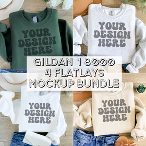 Gildan 18000 Mockup Bundle Green Gildan Mock up Bundle Sand Gildan Sweatshirt Mockup Gildan 18000 White Gildan folded Sweatshirt Mock ups