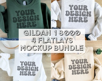 Paquete de maquetas Gildan 18000 Paquete de maquetas Gildan verde Maqueta de sudadera Gildan arena Gildan 18000 Maquetas de sudadera dobladas Gildan blancas
