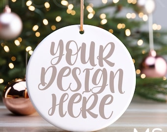 Christmas Mockup Blank White Round Ceramic Christmas Ornament Mockup Bundle Tree Ornament Mockup Christmas Mock ups Canva Mock up Bundle