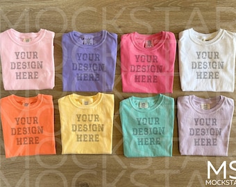 BLOSSOM Comfort Colors C9018 WHITE Comfort Colors Shirt Mockup Bundle Violet Crunchberry Melon Butter Mock Chalky Mint Orchid 9018 Mock ups
