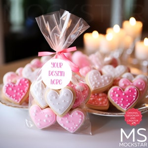 Valentines Day Mockup Round Tag Mockup White Sticker Label Mockup Bundle Favor Bag Mockup Cookie Sticker Mockup Candy Label Mock up Bundle